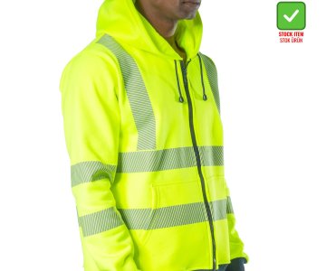 Alaska Hi-Vis Fermuarlı Kapüşonlu Sweatshirt Neon Sarı