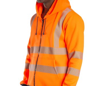 Alaska Hi-Vis Fermuarlı Kapüşonlu Sweatshirt Neon Turuncu