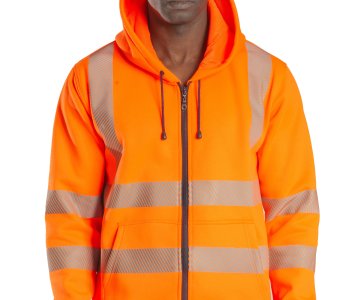 Alaska Hi-Vis Fermuarlı Kapüşonlu Sweatshirt Neon Turuncu