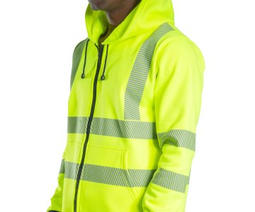 Alaska Hi-Vis Fermuarlı Kapüşonlu Sweatshirt Neon Sarı