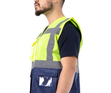 Alaska Hi-Vis Mühendis Yeleği Neon Sarı - Lacivert
