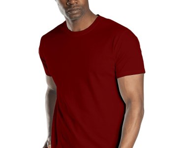 Regular Basic Bisiklet Yaka T-Shirt Bordo