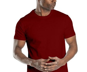 Regular Basic Bisiklet Yaka T-Shirt Bordo