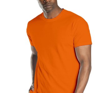 Regular Basic Bisiklet Yaka T-Shirt Turuncu