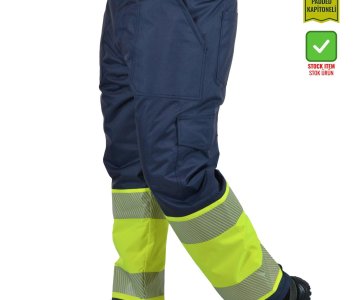 Alaska Hi-Vis Kapitoneli Pantolon Lacivert - Neon Sarı